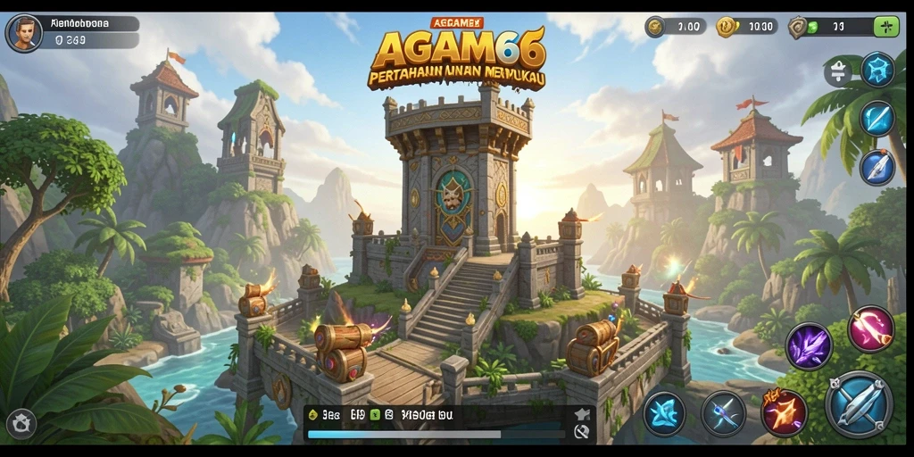 Tangkapan layar gameplay AGAM66 menampilkan aksi menara yang intens dan strategis.