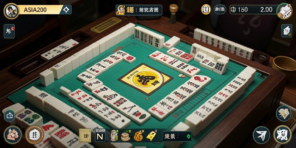 Tampilan screenshot utama ASIA200 menampilkan gameplay Mahjong yang menarik.