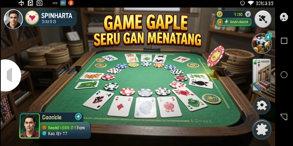 Tampilan menarik dari gameplay Gaple di SPINHARTA yang mengasyikkan.